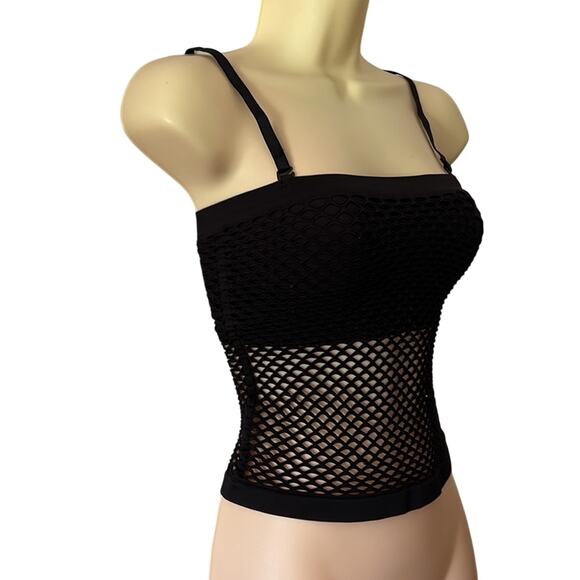 Gilda Marx Black Fishnet Top Shelf Bra Removable Straps Size Large (runs small) - Picture 2 of 9